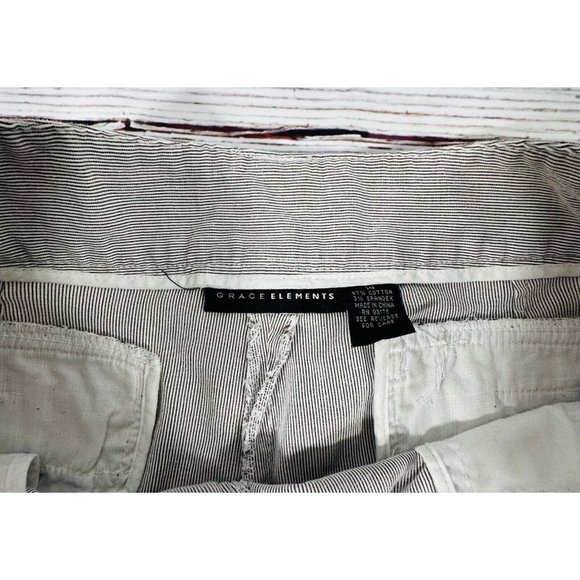 Grace Elements Bermuda Shorts Size 14 Tan White Stripes Cotton Nautical Pockets - Picture 3 of 10